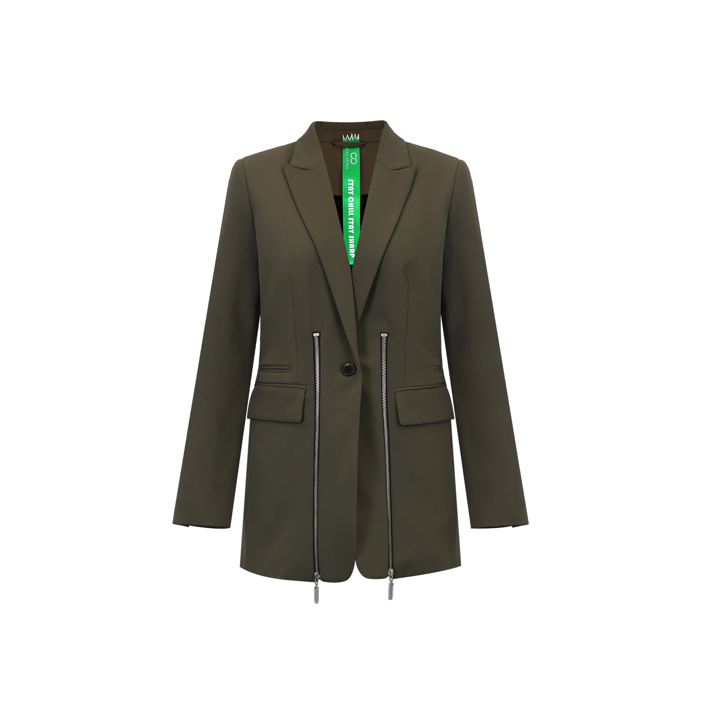 Adjustable Reconstructed Blazer with Metallic Zippers
