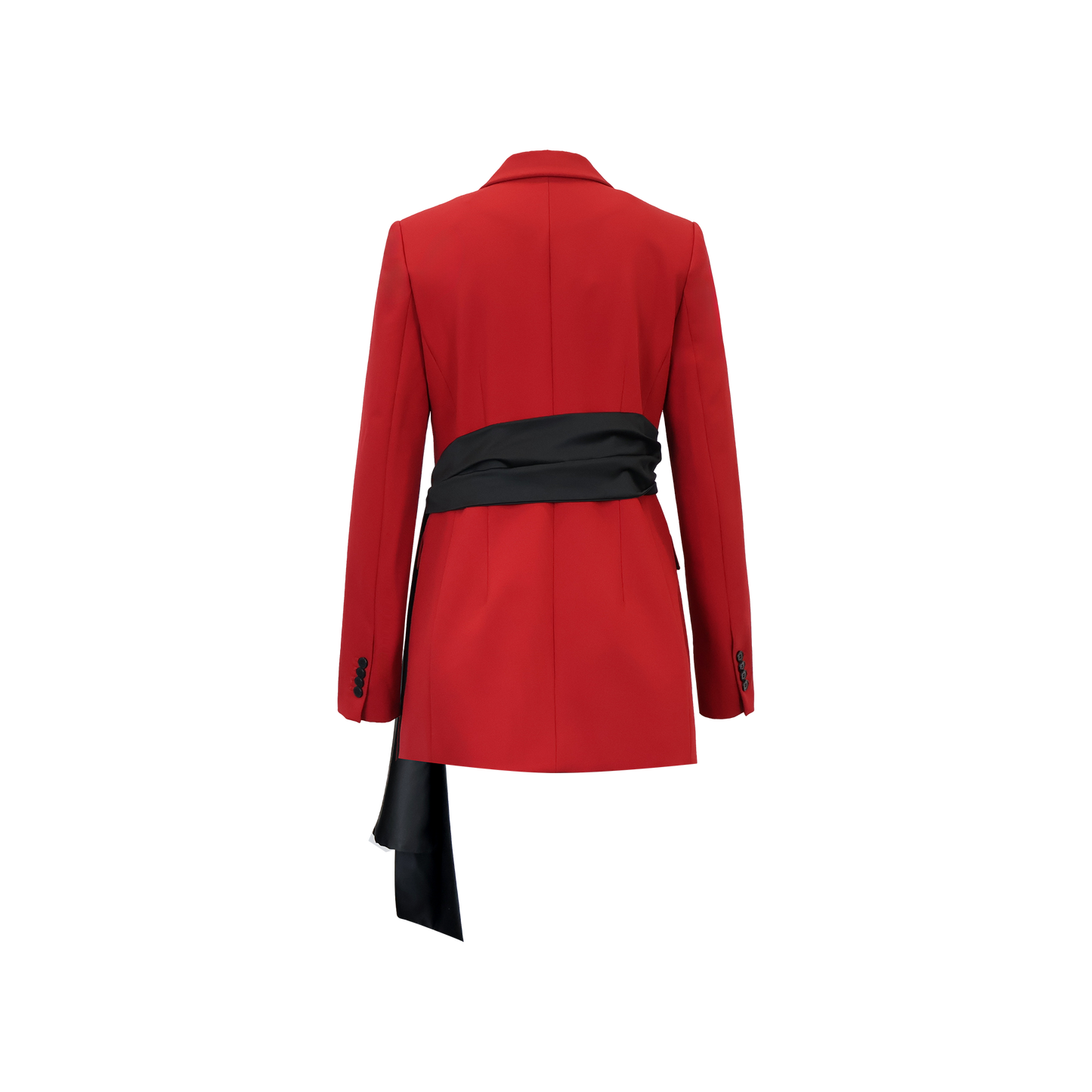 Asymmetric Satin Belt Blazer