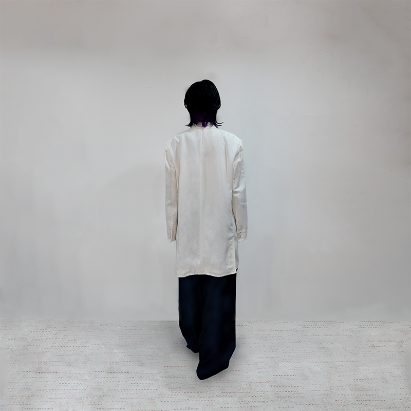 Sustainable White Linen Stand-Collar Jacket for Women – Relaxed & Elegant