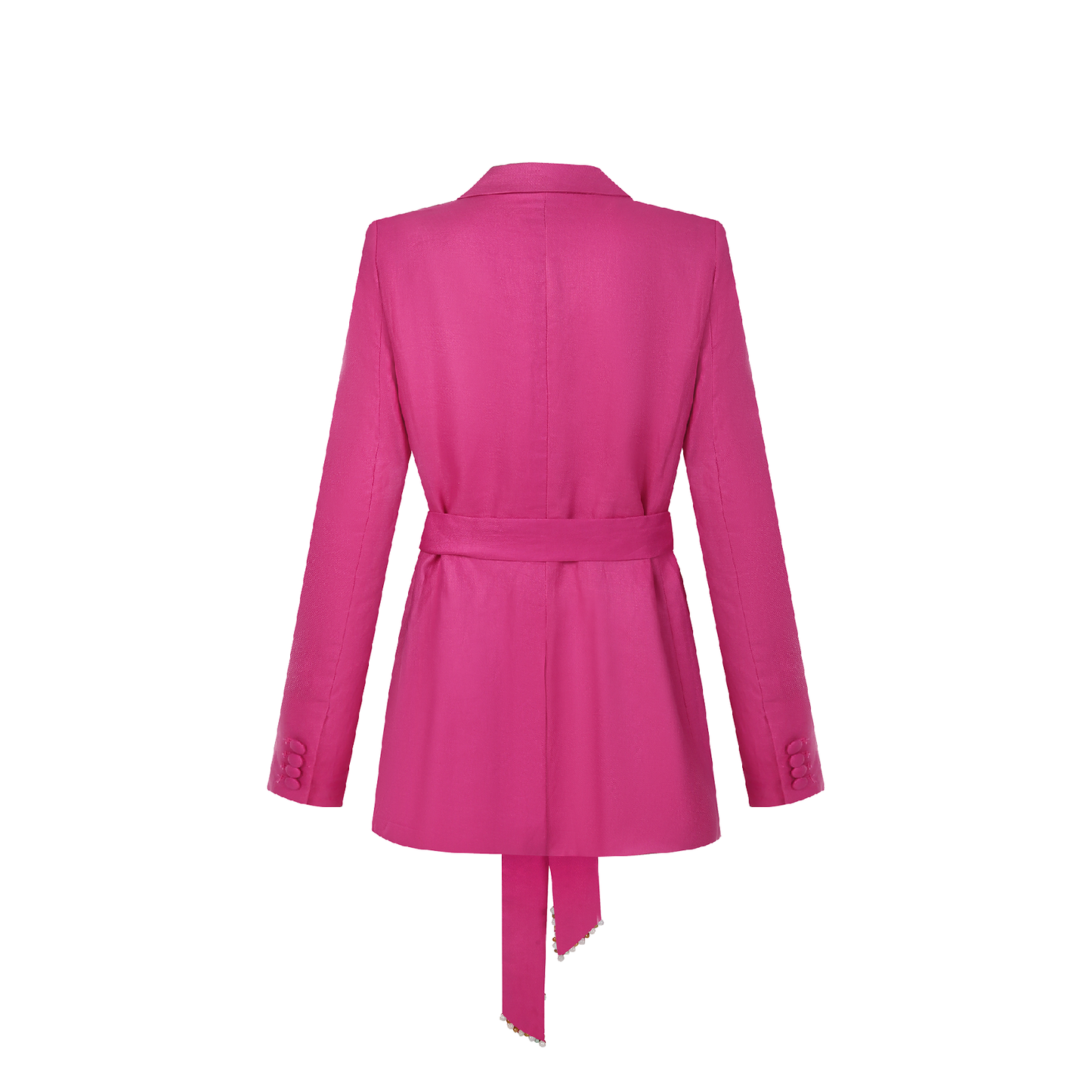 Upcycled Pink Linen Blazer with Jade Belt Detail