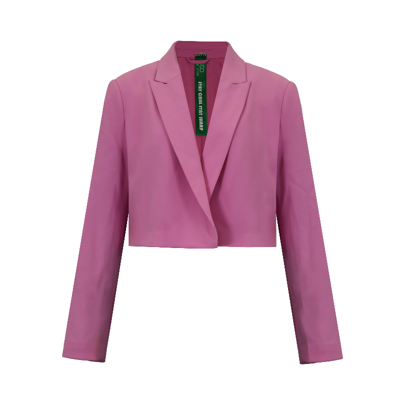 Upcycled Pink Cropped Blazer – Modern High-Waist Office Style