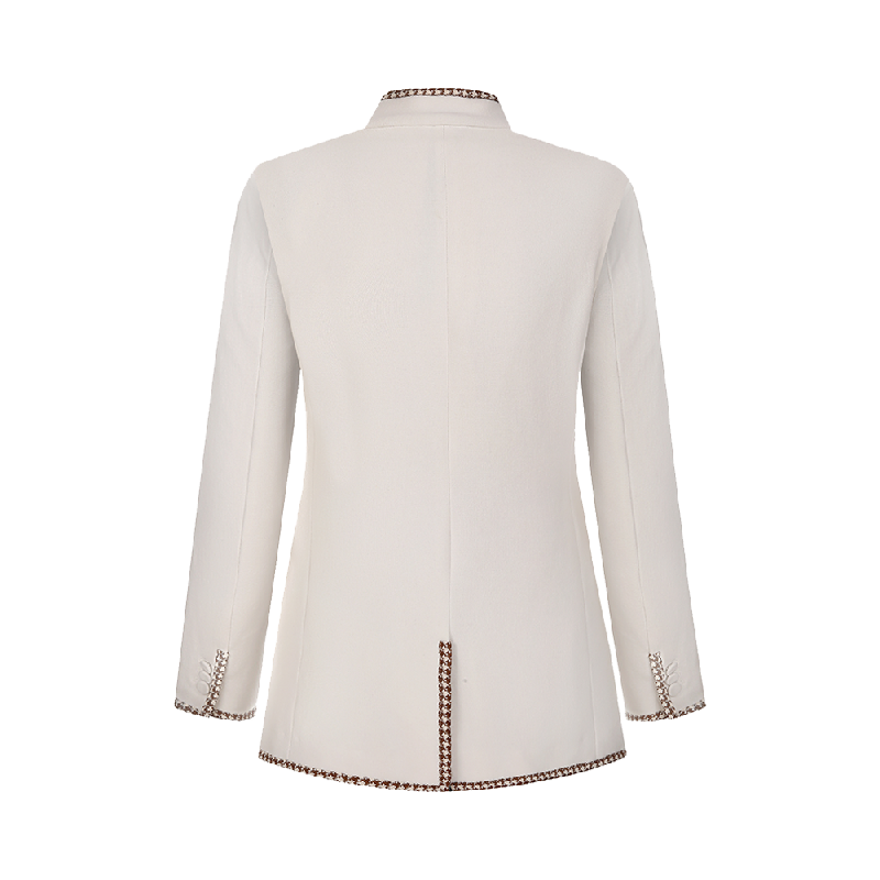 Upcycled White Knit Stand-Collar Jacket – Soft & Elegant Vintage Style