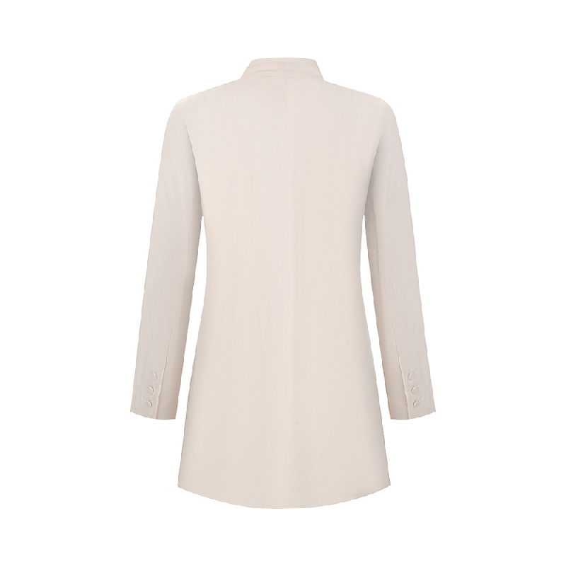 Sustainable White Linen Stand-Collar Jacket for Women – Relaxed & Elegant
