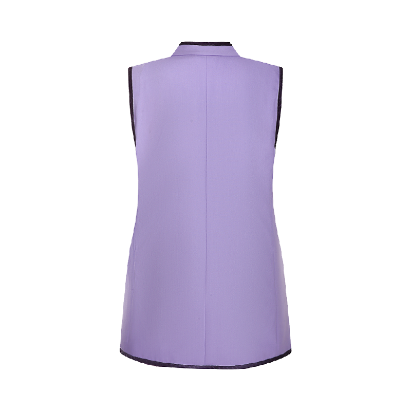 Upcycled Purple Stand-Collar Vest – Artistic Oriental & Vintage Style