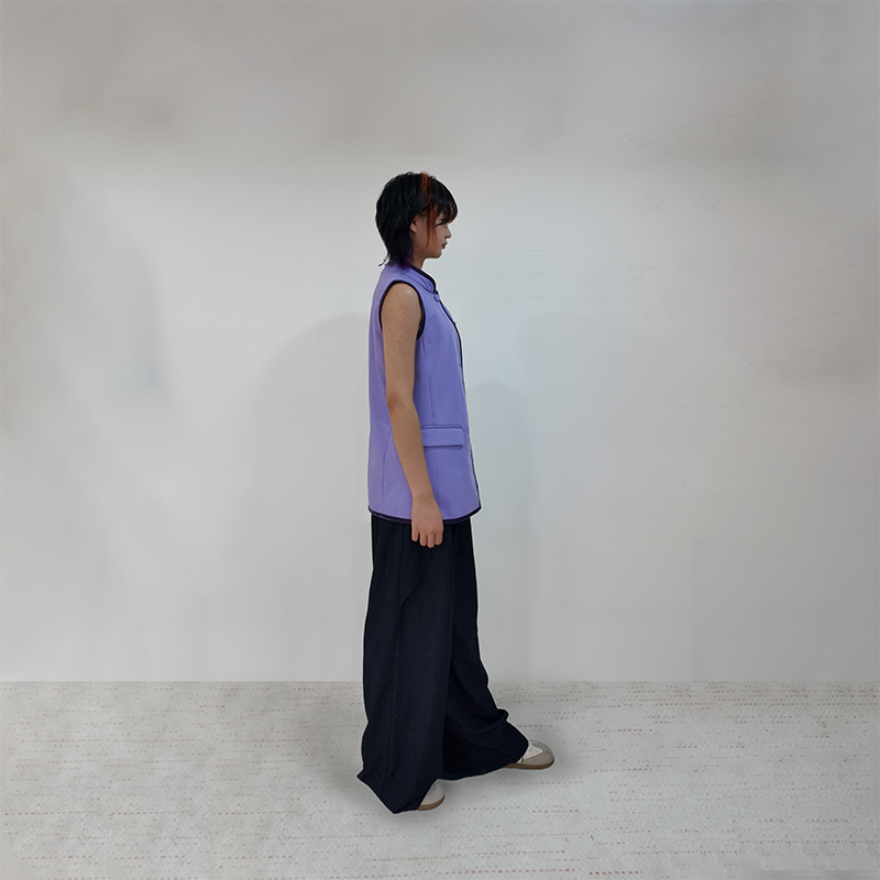 Upcycled Purple Stand-Collar Vest – Artistic Oriental & Vintage Style