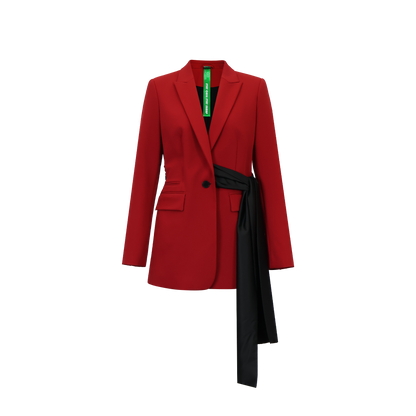 Upcycled Asymmetric Belted Blazer – Modern Sustainable Officewear