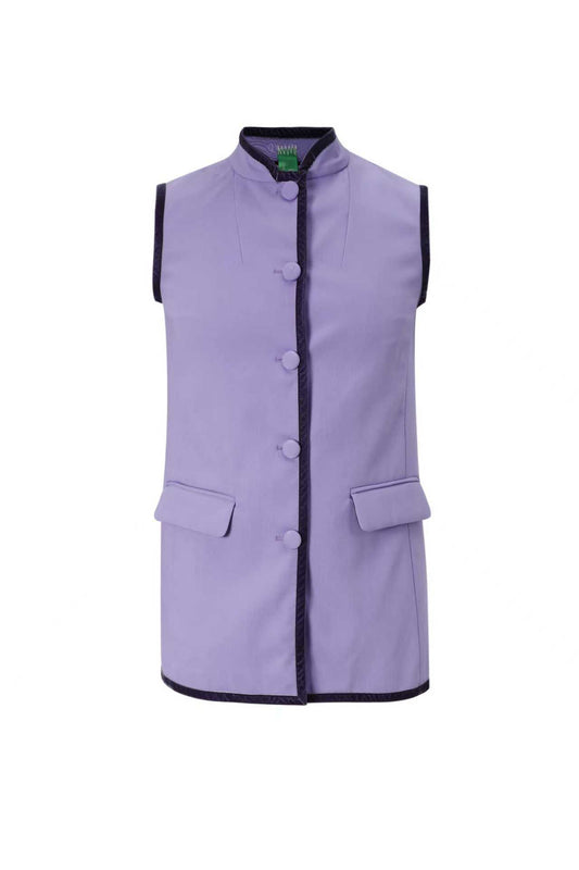 Upcycled Purple Stand-Collar Vest – Artistic Oriental & Vintage Style