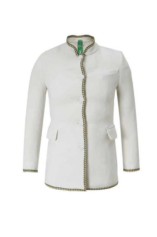 Upcycled White Knit Stand-Collar Jacket – Soft & Elegant Vintage Style