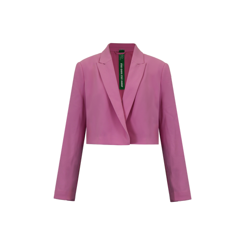 Upcycled Pink Cropped Blazer – Modern High-Waist Office Style