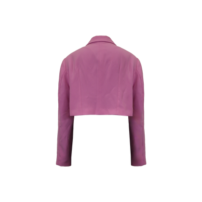 Upcycled Pink Cropped Blazer – Modern High-Waist Office Style