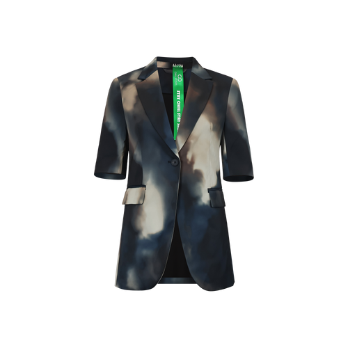 Upcycled Ombré Cropped-Sleeve Blazer – Modern Tailored Elegance