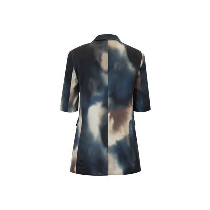 Upcycled Ombré Cropped-Sleeve Blazer – Modern Tailored Elegance