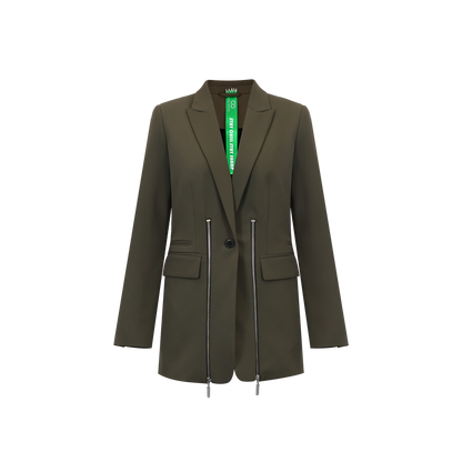 Adjustable Reconstructed Blazer with Metallic Zippers