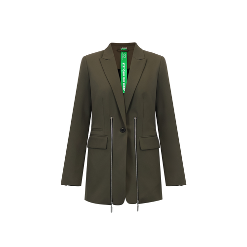 Adjustable Reconstructed Blazer with Metallic Zippers