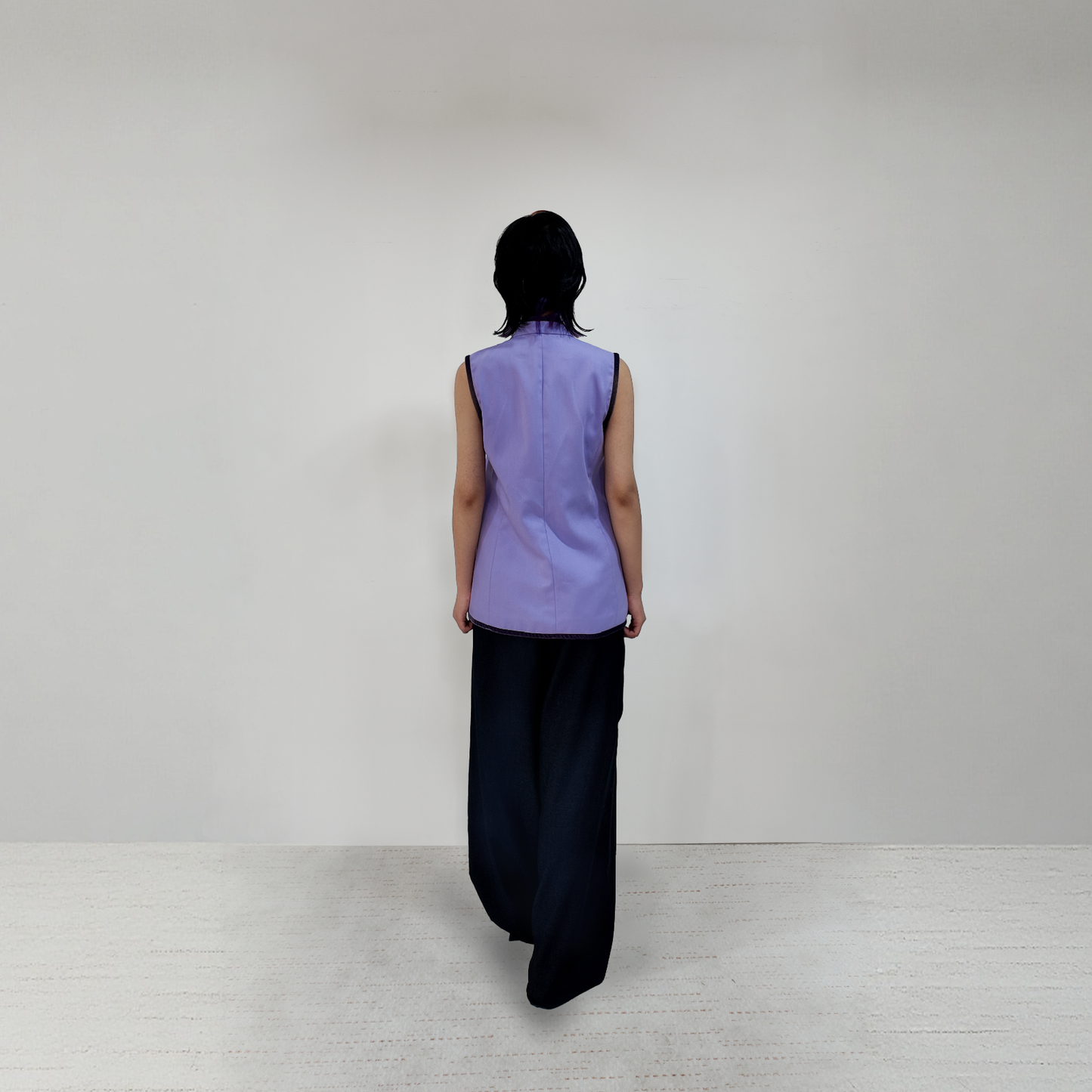 Upcycled Purple Stand-Collar Vest – Artistic Oriental & Vintage Style