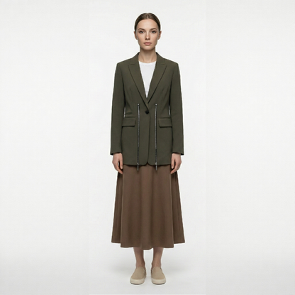 Adjustable Reconstructed Blazer with Metallic Zippers