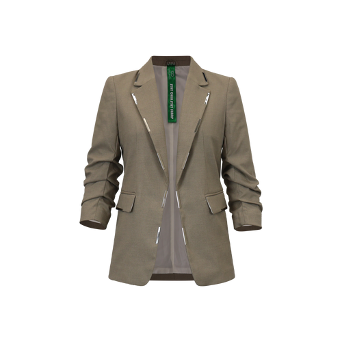 ✨ Women’s Metallic Blazer with Chrome Hardware – Futuristic Tailoring