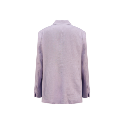 Upcycled Lilac Linen Blazer with Jade Detailing – Sustainable Luxury