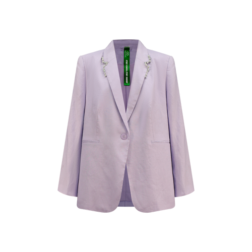 Upcycled Lilac Linen Blazer with Jade Detailing – Sustainable Luxury