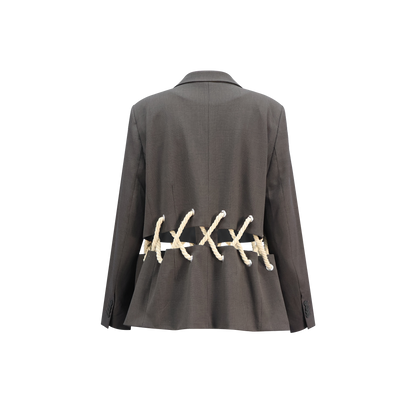 Cut-Out Corded Blazer – Upcycled Check with Modern Twist