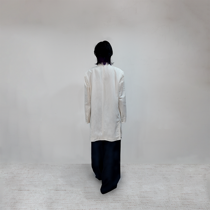 Sustainable White Linen Stand-Collar Jacket for Women – Relaxed & Elegant