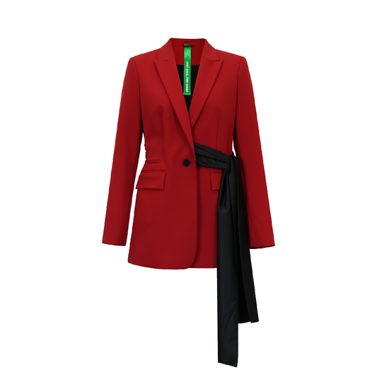 Upcycled Asymmetric Belted Blazer – Modern Sustainable Officewear