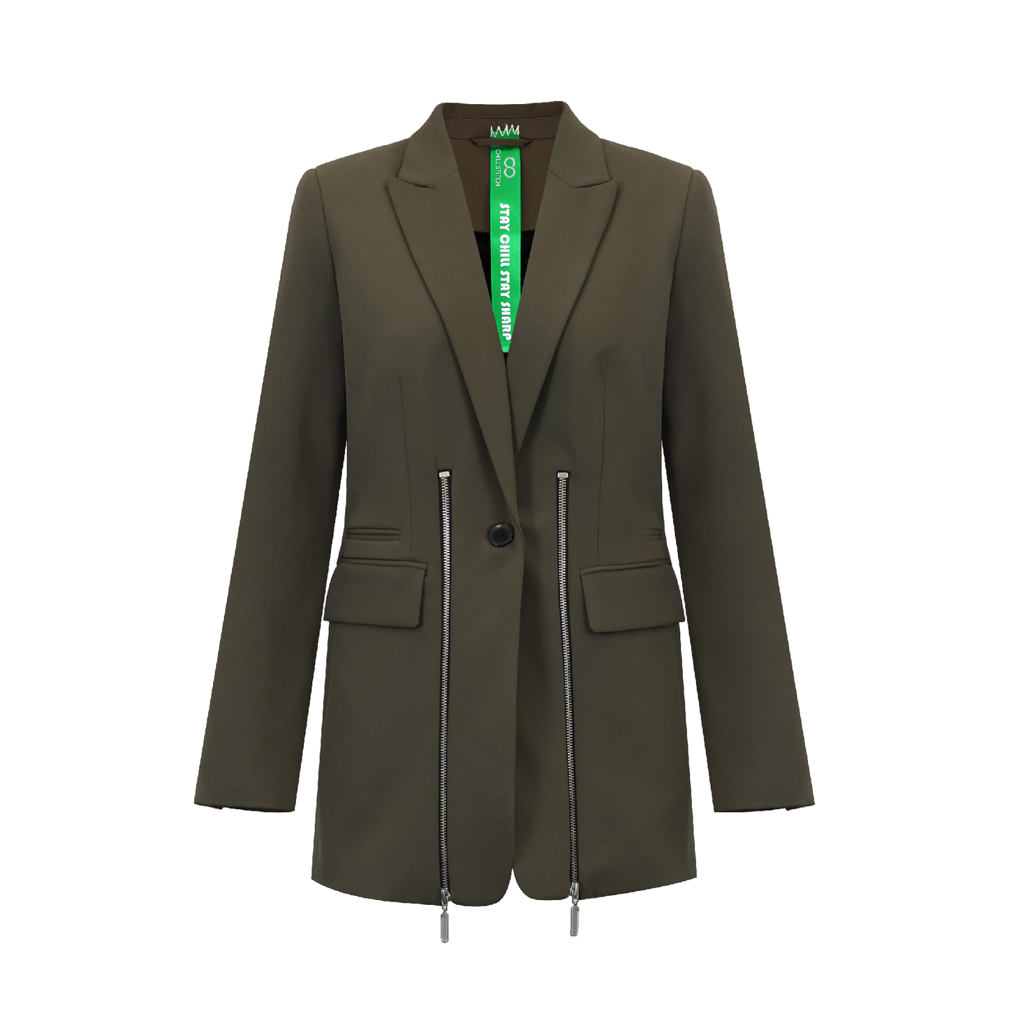Adjustable Reconstructed Blazer with Metallic Zippers