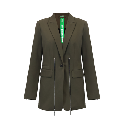 Adjustable Reconstructed Blazer with Metallic Zippers