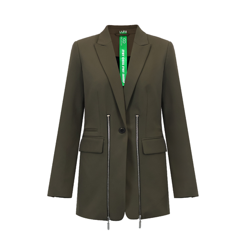 Adjustable Reconstructed Blazer with Metallic Zippers