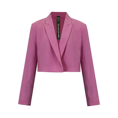 Upcycled Pink Cropped Blazer – Modern High-Waist Office Style
