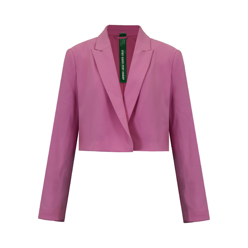 Upcycled Pink Cropped Blazer – Modern High-Waist Office Style