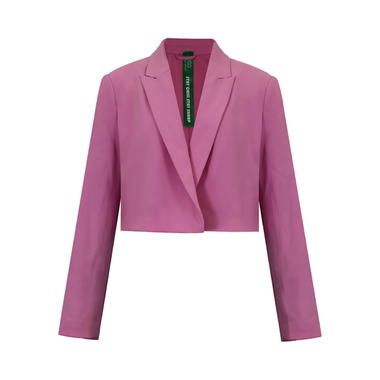 Upcycled Pink Cropped Blazer – Modern High-Waist Office Style