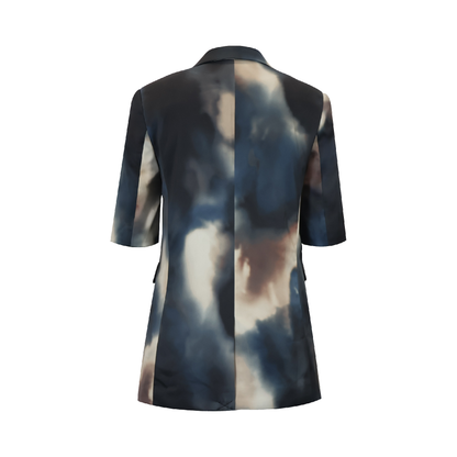 Upcycled Ombré Cropped-Sleeve Blazer – Modern Tailored Elegance