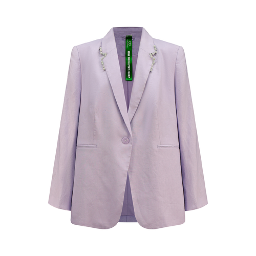 Upcycled Lilac Linen Blazer with Jade Detailing – Sustainable Luxury