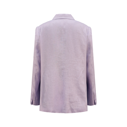 Upcycled Lilac Linen Blazer with Jade Detailing – Sustainable Luxury