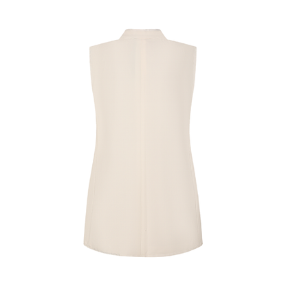 Upcycled White Stand-Collar Vest – Minimalist Oriental Chic