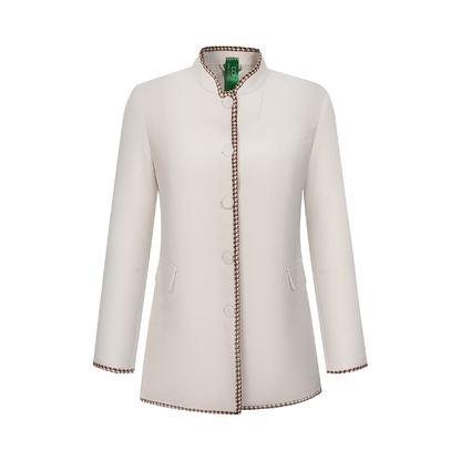 Upcycled White Knit Stand-Collar Jacket – Soft & Elegant Vintage Style