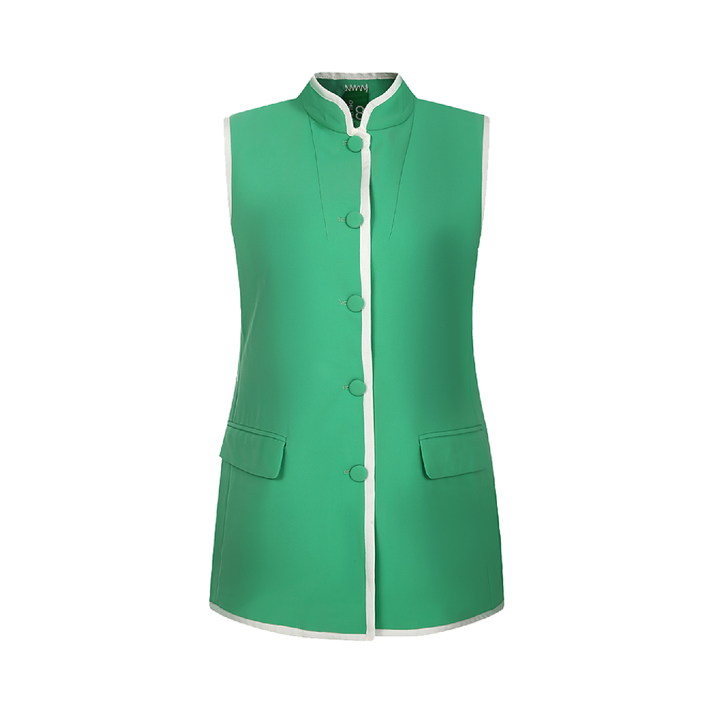 Upcycled Green Stand-Collar Vest – Sustainable Retro Sporty Style