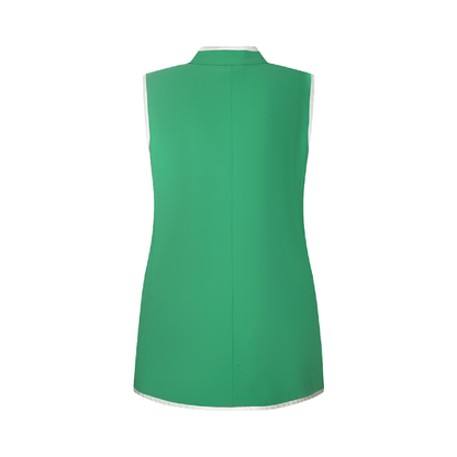 Upcycled Green Stand-Collar Vest – Sustainable Retro Sporty Style