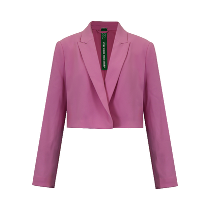 Upcycled Pink Cropped Blazer – Modern High-Waist Office Style