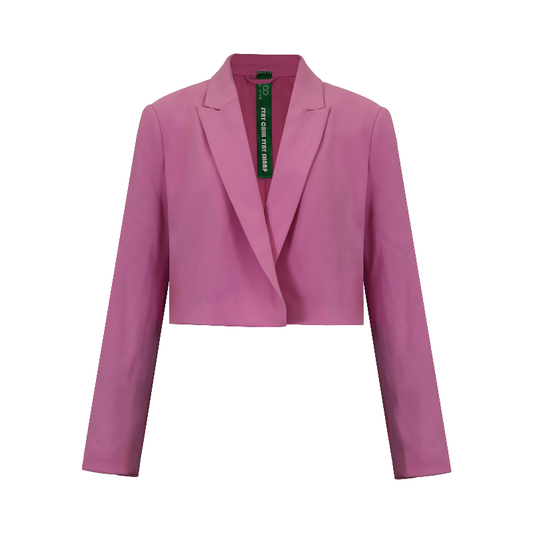 Upcycled Pink Cropped Blazer – Modern High-Waist Office Style
