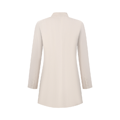 Sustainable White Linen Stand-Collar Jacket for Women – Relaxed & Elegant