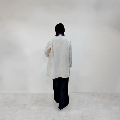 Sustainable White Linen Stand-Collar Jacket for Women – Relaxed & Elegant